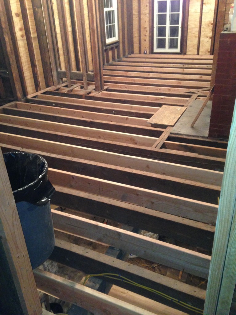 First Floor Joist Work and Subfloor Addition Solidifying the