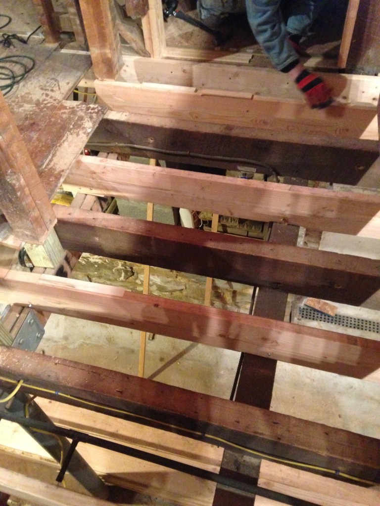 First Floor Joist Work and Subfloor Addition Solidifying the