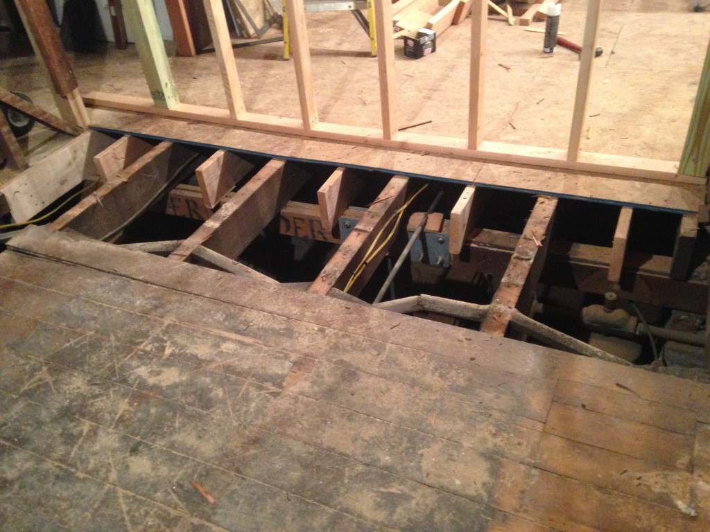 First Floor Joist Work and Subfloor Addition Solidifying the
