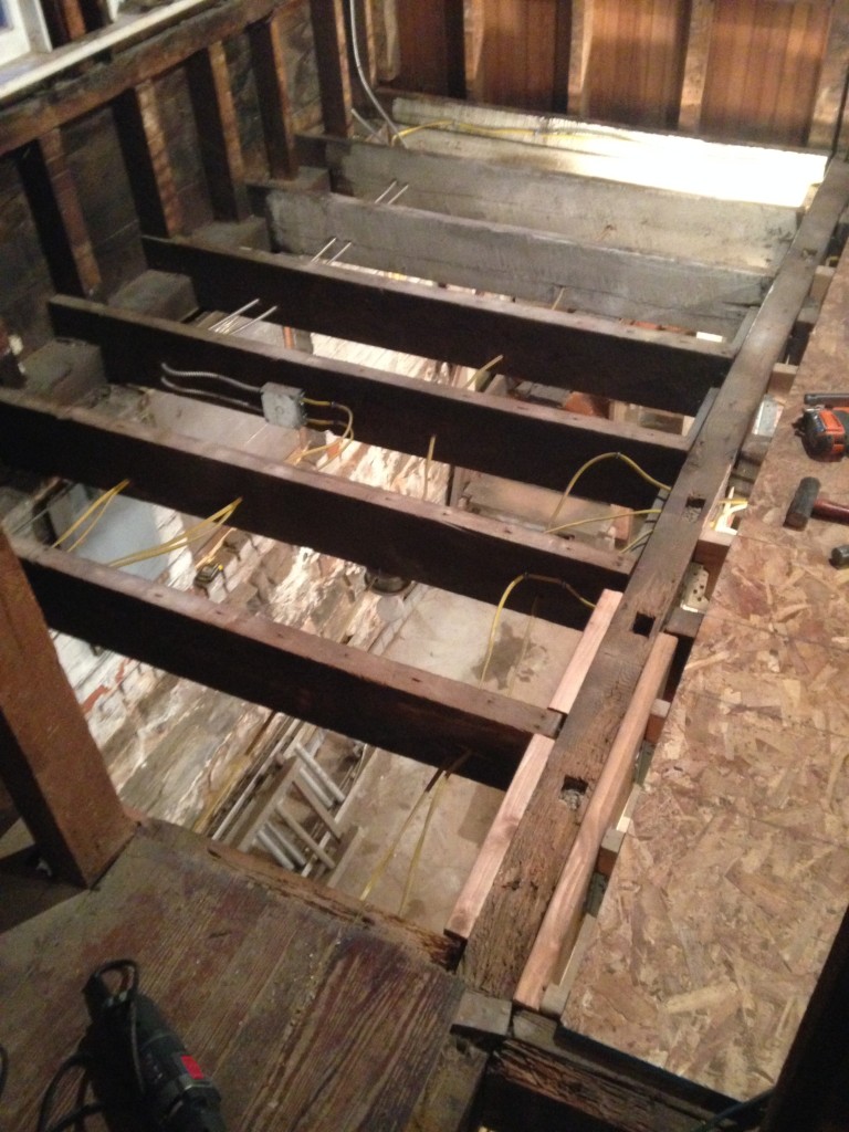 First Floor Joist Work and Subfloor Addition Solidifying the